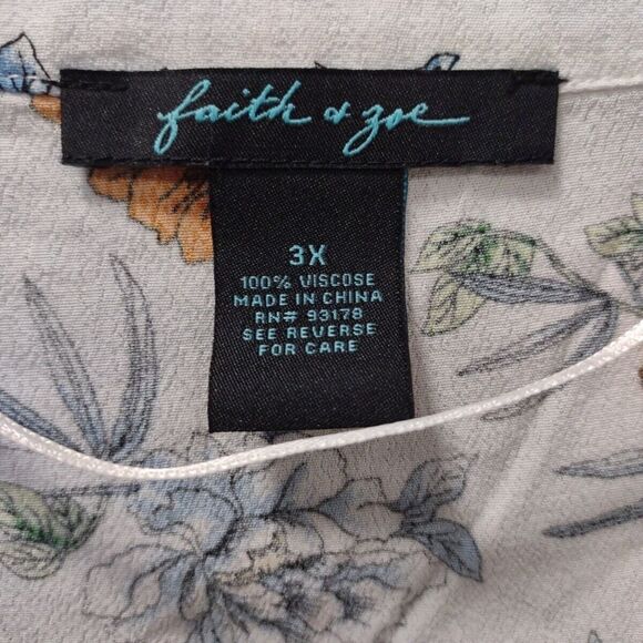 Faith‎ & Zoe Multicolor Thin Floral Blouse 3/4 Sleeve Size 3X - Picture 3 of 8